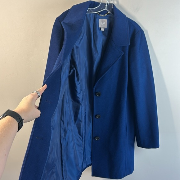 J.Jill Wool Pea Coat Overcoat Royal Blue Size M - Picture 4 of 14